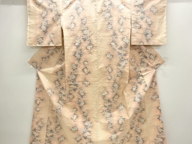JAPANESE KIMONO / TSUMUGI / WOVEN FLORAL PLANTS